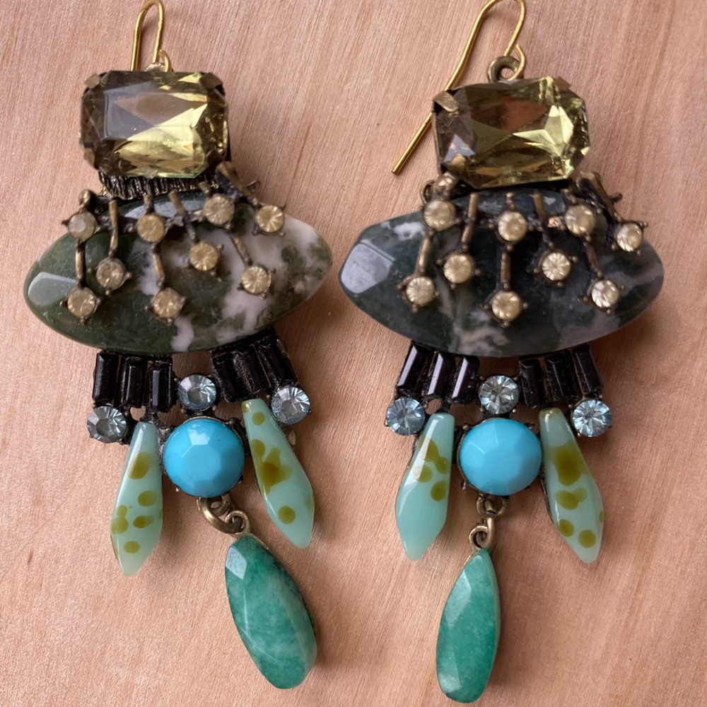 Anthropology Earrings Green Turquoise